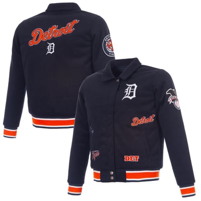 Detroit Tigers JH Design Women's Reversible Wool Full-Snap Jacket - Navy
