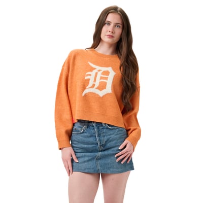 Detroit Tigers Lusso Women's Shelli Boxy Sweater - Orange/Cream