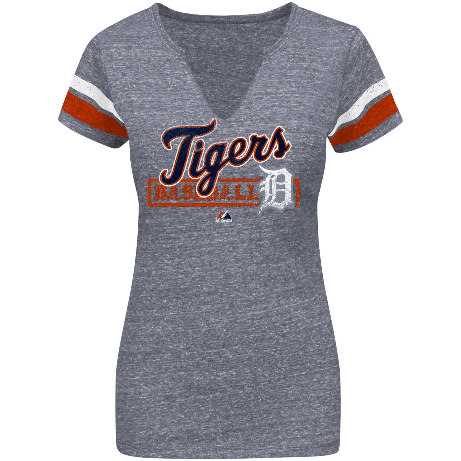Majestic Pittsburgh Penguins Women's V-Neck T-Shirt – Heather Gray Tri-Blend, 4 Sizes Available