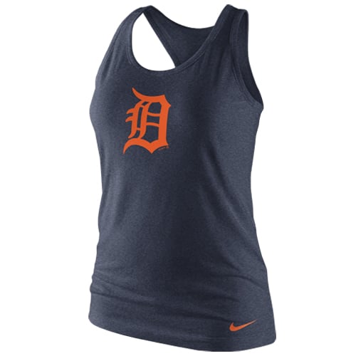 Women's Detroit Tigers Nike Navy Logo Tri-Blend Racerback Tank Top