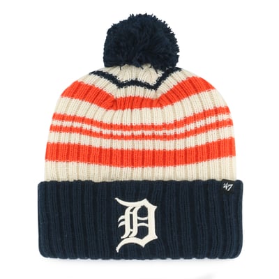Detroit Tigers '47 Youth Snow Fort Cuffed Knit Hat with Pom - Navy