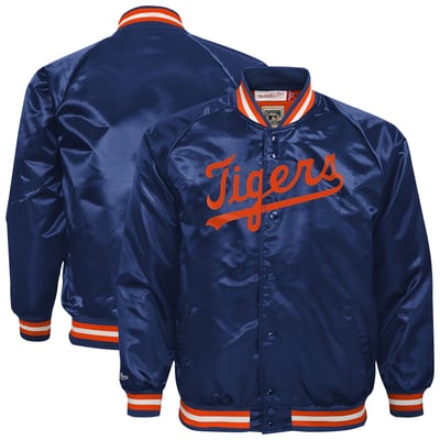 Detroit Tigers Mitchell & Ness Youth Lightweight Full-Snap Satin Jacket - Navy
