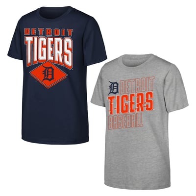 Detroit Tigers Outerstuff Youth Trench Kings 2-Pack T-Shirt Set - Navy/Gray