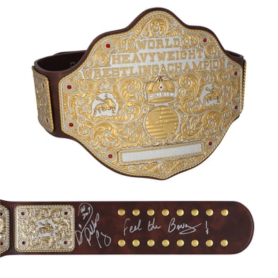 Diamond Dallas Page WWE Autographed Big Gold World Heavyweight Championship Replica Title Belt with Inscriptions