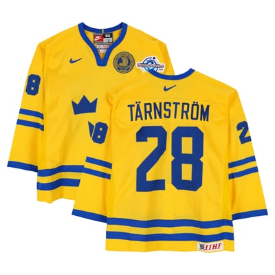 Dick Tärnström Team Sweden Fanatics Authentic Game-Used #28 Yellow Nike Jersey vs. Team Finland on September 4 during the 2004 World Cup of Hockey