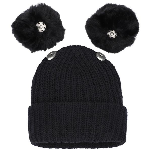 Disney Love Your Melon Black Knit Double Pom-Pom Hat with Gold Mickey Emblem Mickey Mouse Black Speckled Double Pom Beanie - Love Your  main image 2