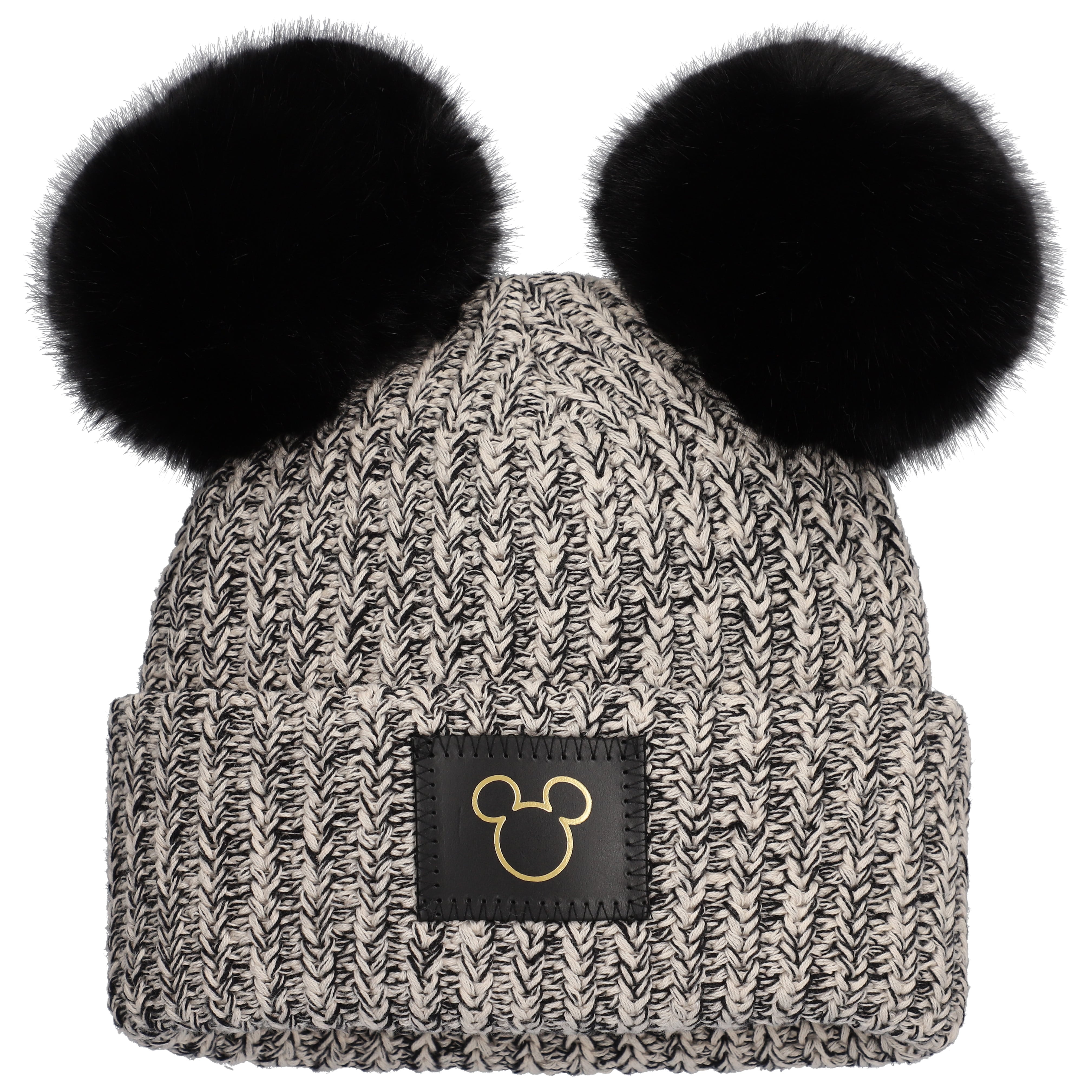 Love Your Melon Disney Mickey Mouse Black Cuffed Knit Hat with Double Pom-Poms Disney main image 3