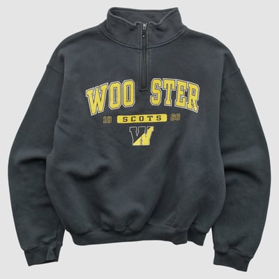Wooster Fighting Scots Jansport 2000s 1/4 Zip Sweatshirt - Black - L by Fanatics Real Vintage