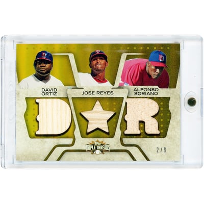 David Ortiz, Jose Reyes & Alfonso Soriano Dominican Republic Baseball 2008 Topps Triple Threads Triple Game Used Tri-Relics #TTRC-99 #2/9 Card