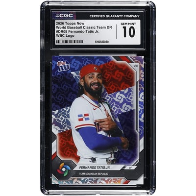 Fernando Tatis Jr. Dominican Republic Baseball 2026 Topps Now WBC Logo #DR08 CGC Authenticated GEM MINT 10 Card