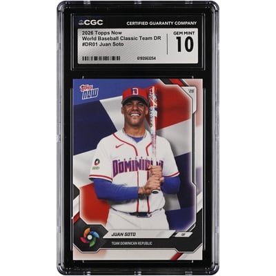 Juan Soto Dominican Republic Baseball 2026 Topps Now #DR01 CGC Authenticated 10 Card