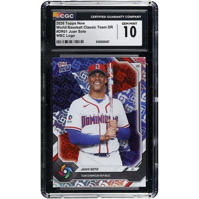 Juan Soto Dominican Republic Baseball 2026 Topps Now WBC Logo #DR01 CGC Authenticated GEM MINT 10 Card