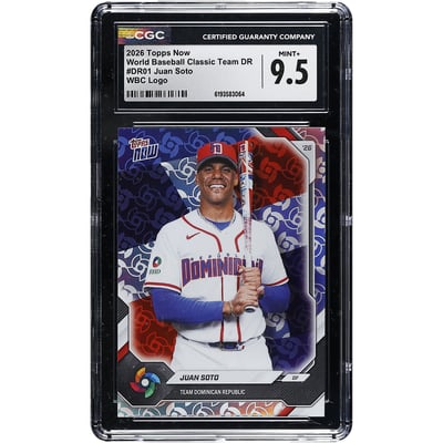 Juan Soto Dominican Republic Baseball 2026 Topps Now WBC Logo #DR01 CGC Authenticated MINT+ 9.5 Card