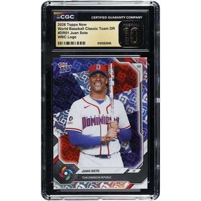 Juan Soto Dominican Republic Baseball 2026 Topps Now WBC Logo #DR01 CGC Authenticated PRISTINE 10 Card