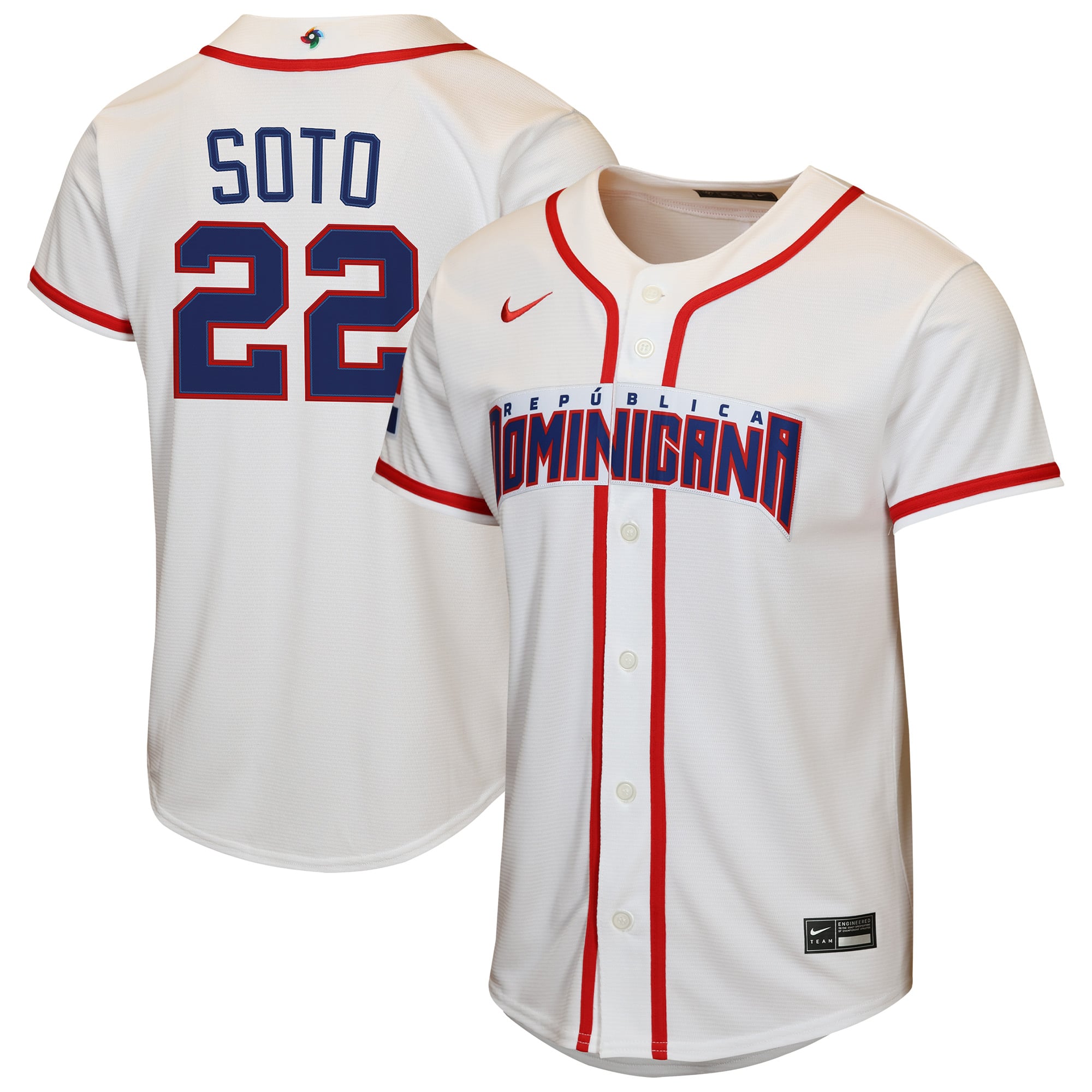 Youth Dominican Republic Baseball Juan Soto Nike White 2026 World 