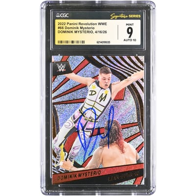 Dominik Mysterio WWE Autographed 2022 Panini Revolution #66 CGC Fanatics Witnessed Authenticated 9/10 Card