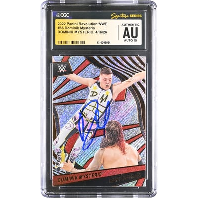 Dominik Mysterio WWE Autographed 2022 Panini Revolution #66 CGC Fanatics Witnessed Authenticated AUTO 10 Card