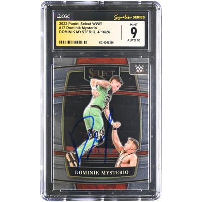 Dominik Mysterio WWE Autographed 2022 Panini Select #17 CGC Fanatics Witnessed Authenticated 9/10 Card