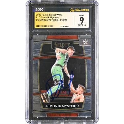 Dominik Mysterio WWE Autographed 2022 Panini Select #17 CGC Fanatics Witnessed Authenticated 9/10 Card