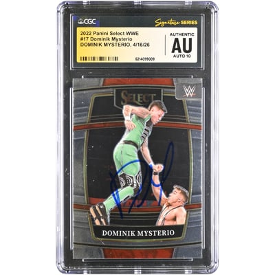 Dominik Mysterio WWE Autographed 2022 Panini Select #17 CGC Fanatics Witnessed Authenticated AUTO 10 Card
