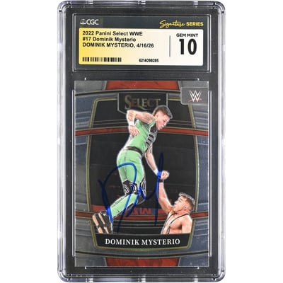 Dominik Mysterio WWE Autographed 2022 Panini Select #17 CGC Fanatics Witnessed Authenticated GEM MINT 10 Card
