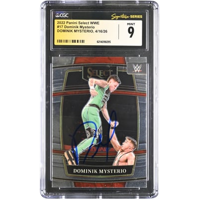 Dominik Mysterio WWE Autographed 2022 Panini Select #17 CGC Fanatics Witnessed Authenticated MINT 9 Card
