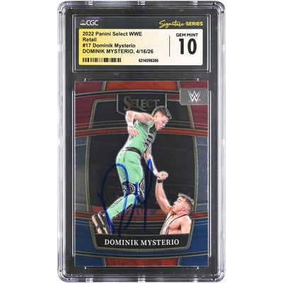 Dominik Mysterio WWE Autographed 2022 Panini Select Retail #17 CGC Fanatics Witnessed Authenticated GEM MINT 10 Card