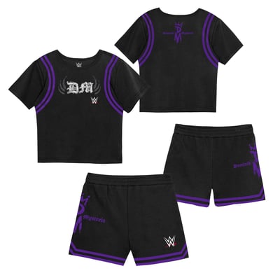  Dominik Mysterio Mitchell & Ness Toddler Play by Place Two-Pack T-Shirt & Shorts Set - Black