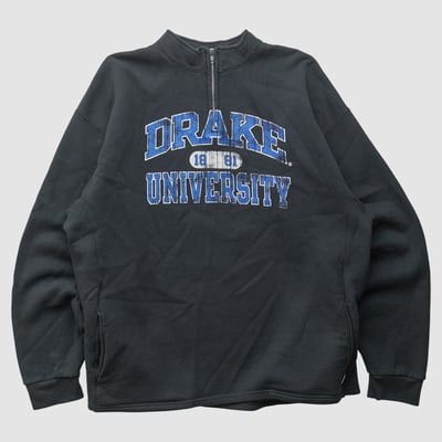 Drake Bulldogs Russell 2010s 1/4 Zip Sweatshirt - Black - 2XL by Fanatics Real Vintage