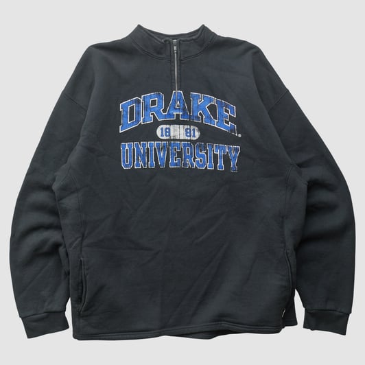 Drake Bulldogs Russell 2010s 1/4 Zip Sweatshirt - Black - 2XL by Fanatics Real Vintage
