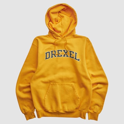 Drexel Dragons Champion 2000s Hooded Pullover Sweatshirt - Yellow - XXS by Fanatics Real Vintage