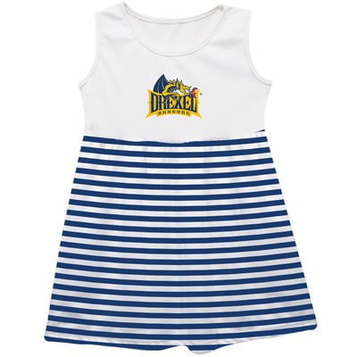  Drexel Dragons Vive La Fete Girls Infant Striped Tank Top Dress - Navy