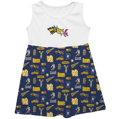  Drexel Dragons Vive La Fete Girls Toddler Impressions Artwork Tank Top Dress - Navy