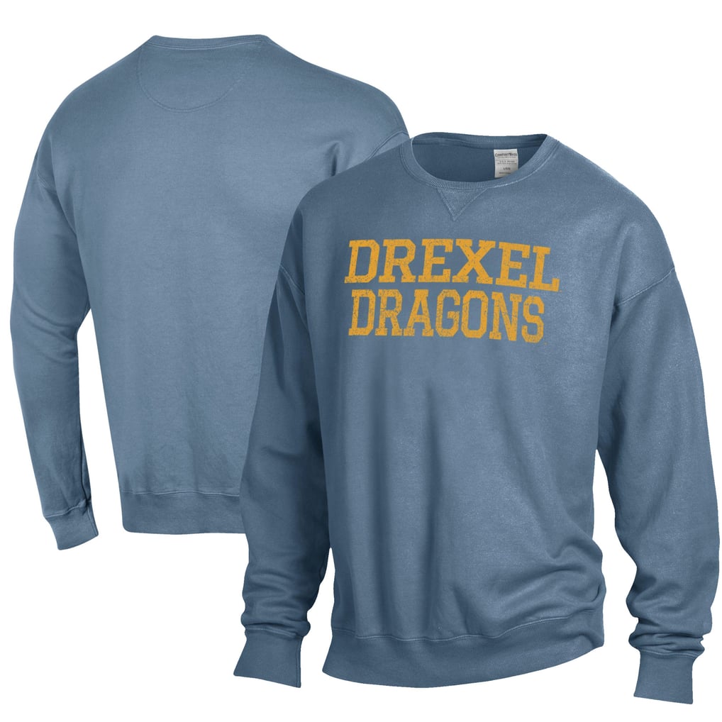 Drexel Dragons ComfortWash Garment Dyed Fleece Crewneck Pullover Sweatshirt - Steel Blue