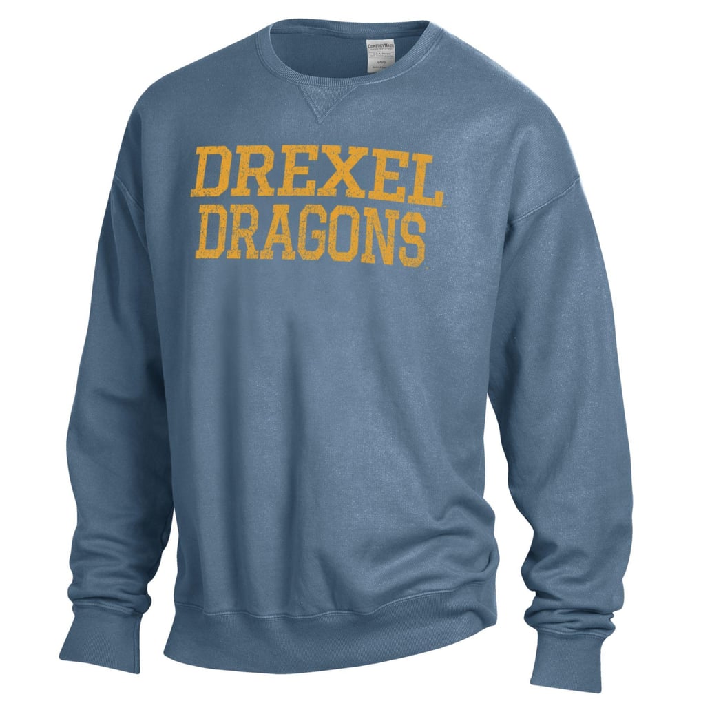 Drexel Dragons ComfortWash Garment Dyed Fleece Crewneck Pullover Sweatshirt - Steel Blue
