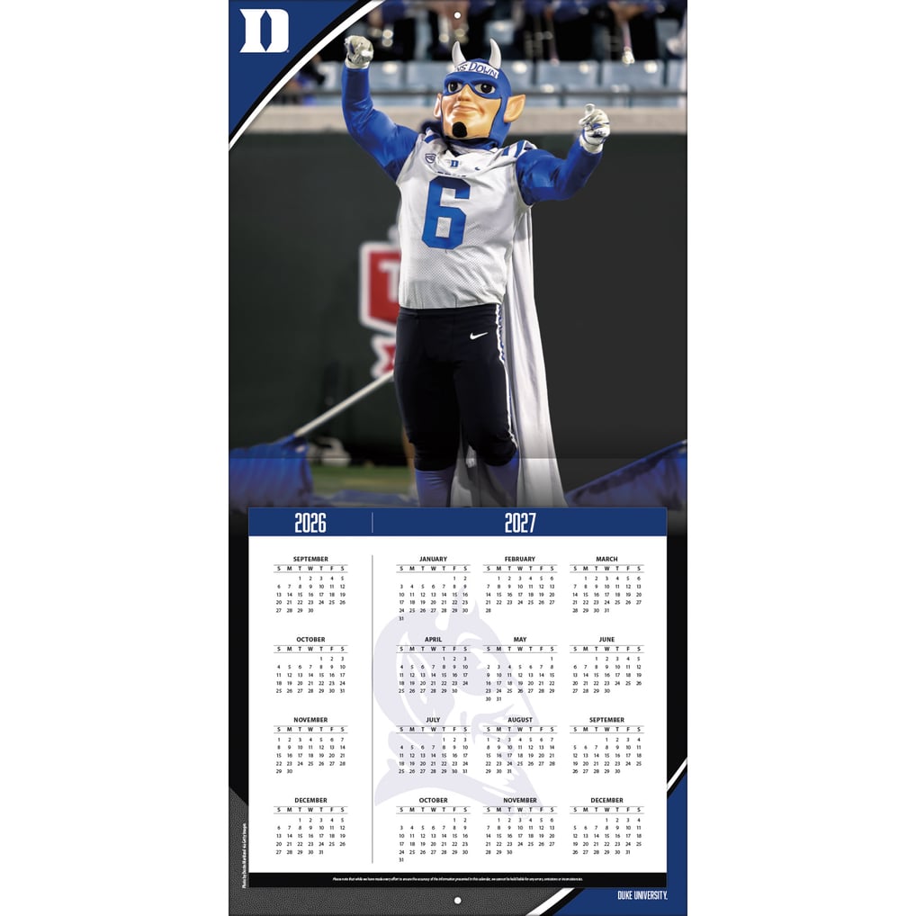 Duke Blue Devils 2027 12” x 12” Team Wall Calendar