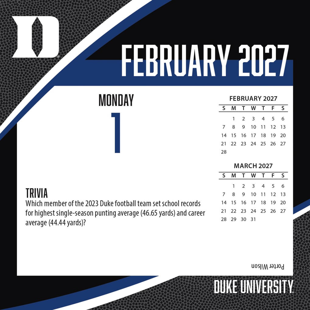 Duke Blue Devils 2027 Box Calendar