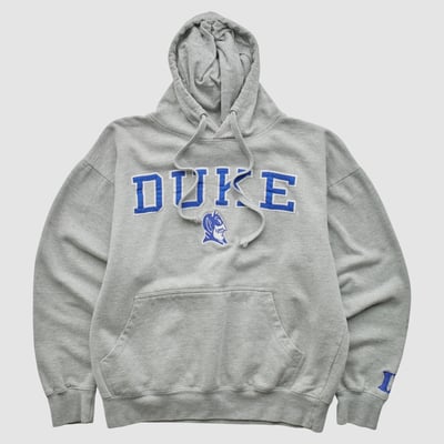 Duke Blue Devils Old Varsity Brand 2010s Hooded Pullover Sweatshirt - Heather Gray - S by Fanatics Real Vintage