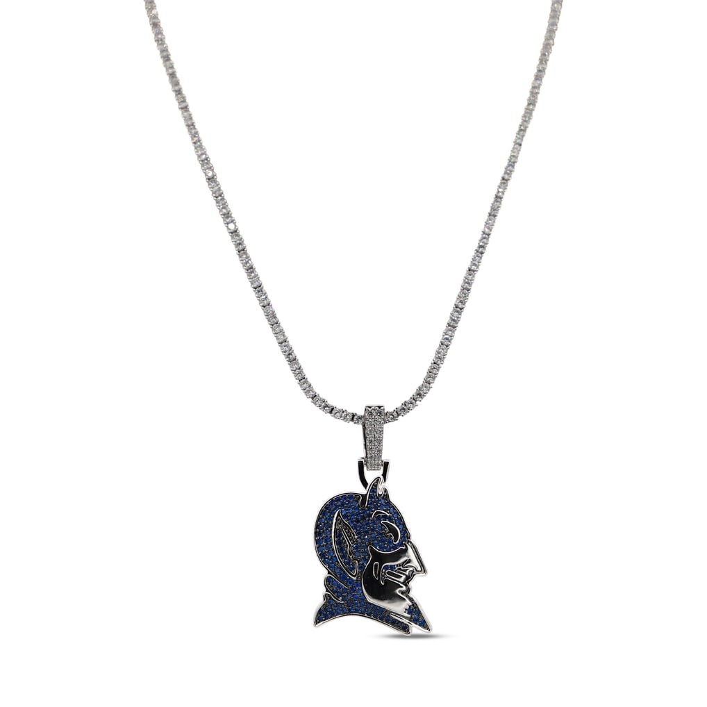 Duke Blue Devils GLD 14K White Gold Logo Pendant & 20" Tennis Chain