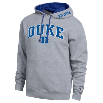  Duke Blue Devils Champion Arch Tackle Twill Hoodie - Heather Gray