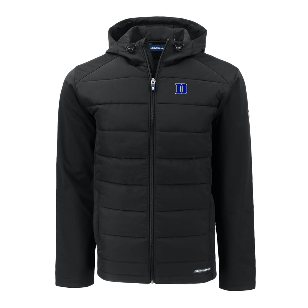  Duke Blue Devils Cutter & Buck Evoke Hybrid Eco Softshell Recycled Full-Zip Hoodie Jacket - Black