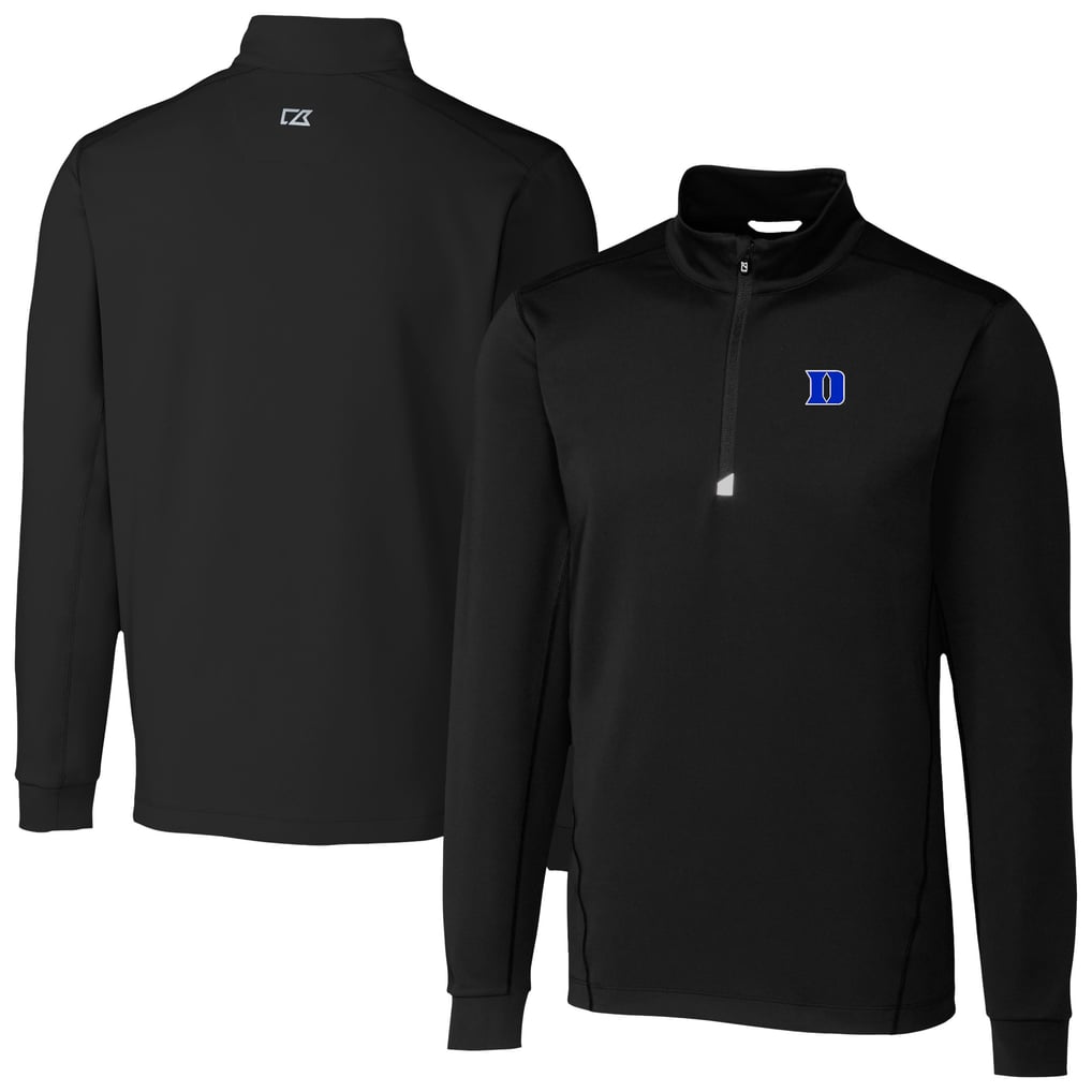 Duke Blue Devils Cutter & Buck Traverse Stretch Eco DryTec Quarter-Zip Top - Black