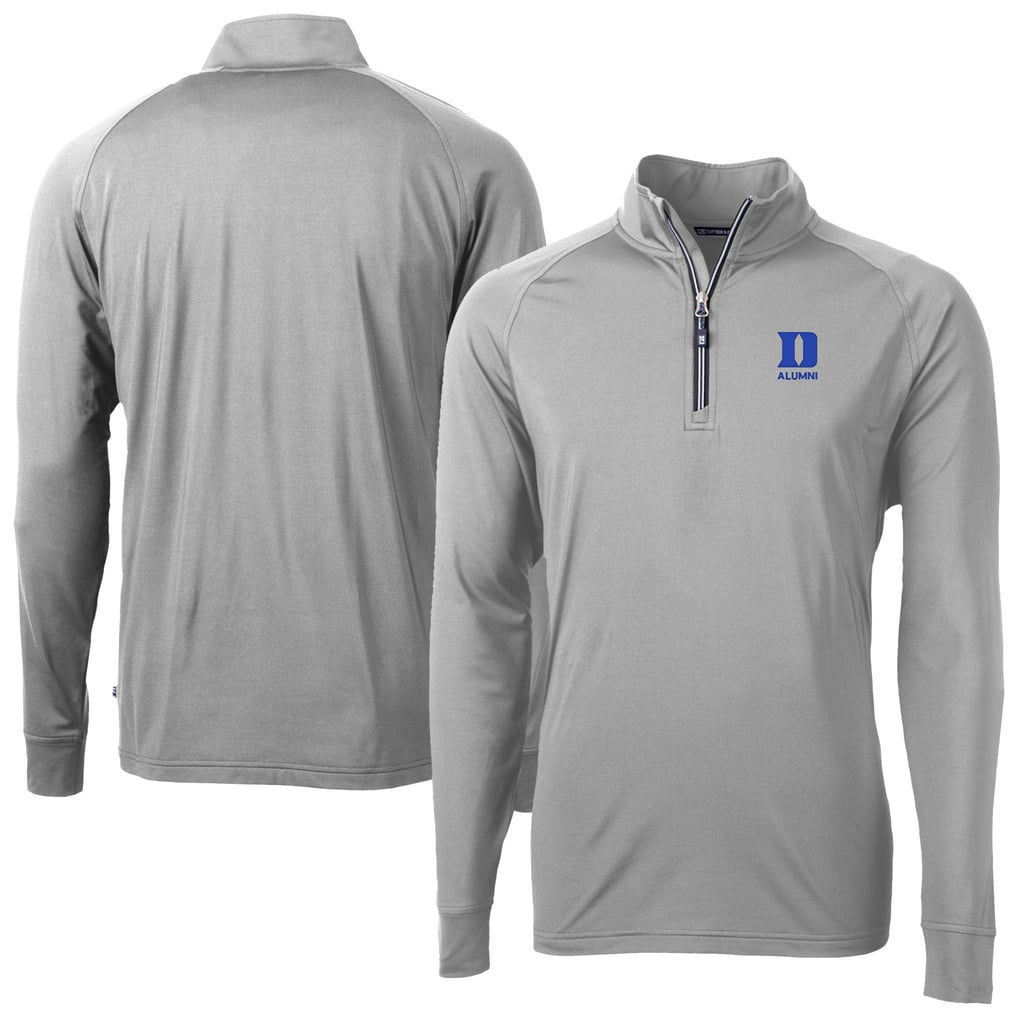 Duke Blue Devils Cutter & Buck Adapt Eco Knit Stretch Recycled Raglan DryTec Quarter-Zip Top - Gray