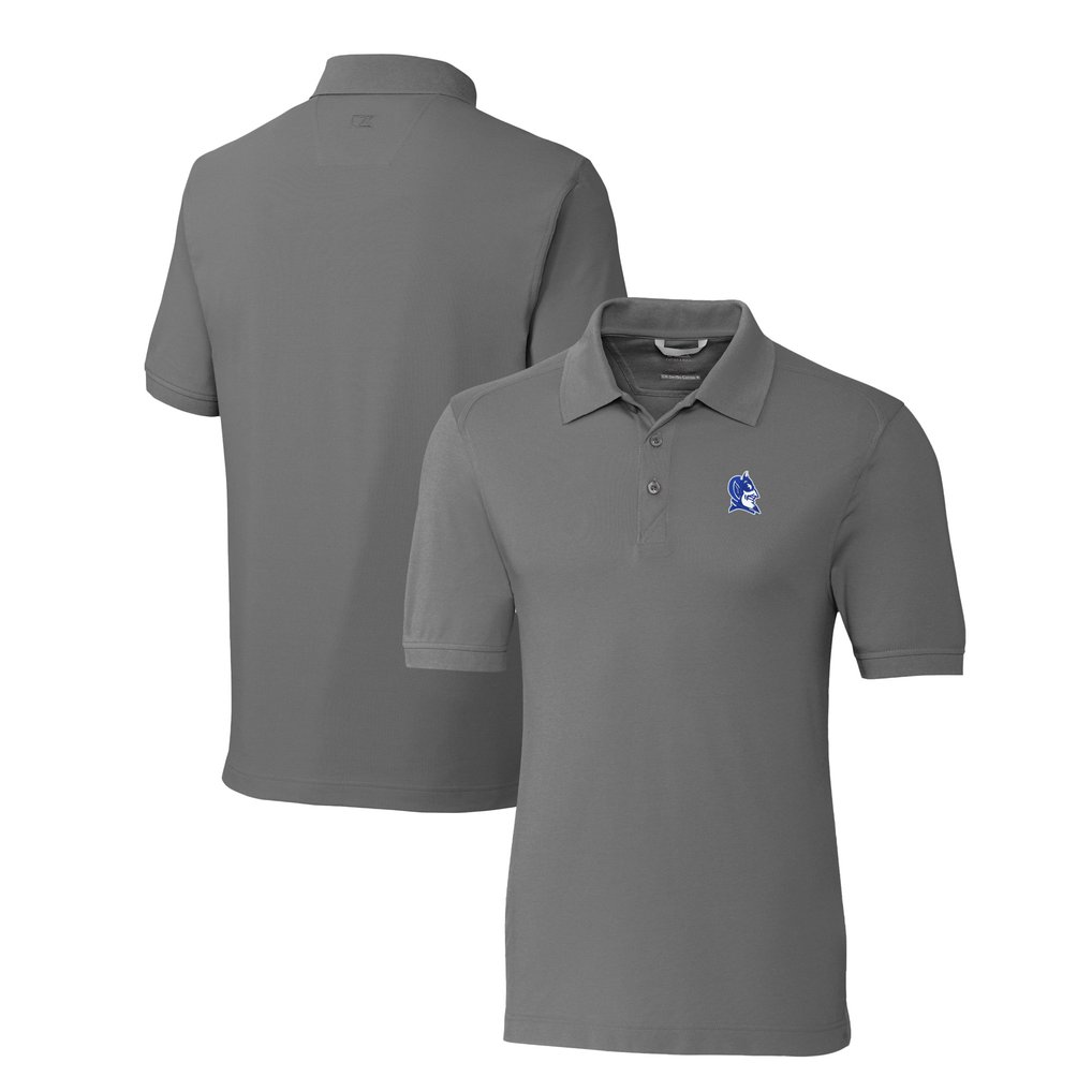  Duke Blue Devils Cutter & Buck Advantage Eco Pique Tri-Blend Polo - Gray