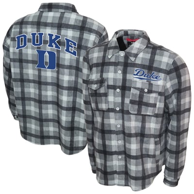 Duke Blue Devils Franchise Club Sherpa Flannel Full-Button Jacket - Gray