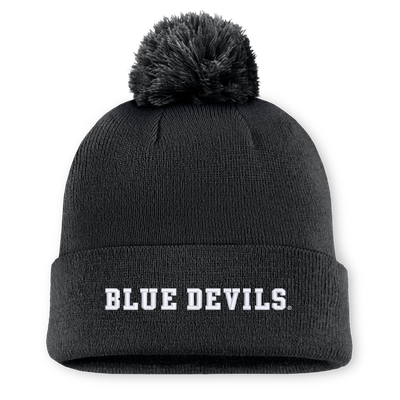  Duke Blue Devils Nike Peak Cuffed Knit Hat With Pom - Black
