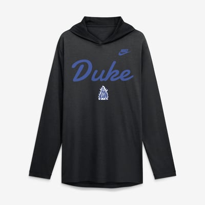  Duke Blue Devils Nike Tri-Blend Dri-FIT Long Sleeve Hooded T-Shirt - Black