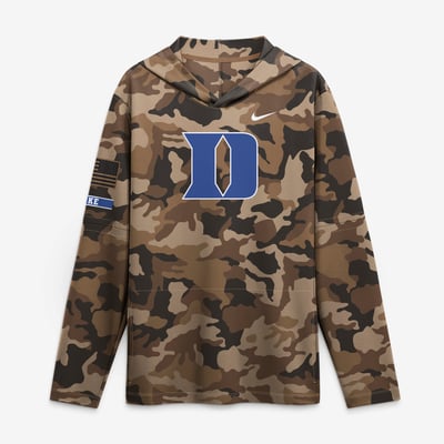 Duke Blue Devils Nike 2026 Military Appreciation Sideline Dri-FIT Hooded Long Sleeve T-Shirt - Camo