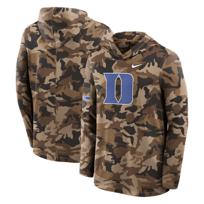 Duke Blue Devils Nike 2026 Military Appreciation Sideline Dri-FIT Hooded Long Sleeve T-Shirt - Camo