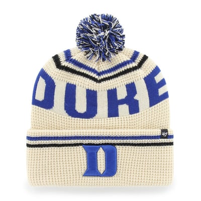  Duke Blue Devils '47 Unisex Quattrle Waffle Cuffed Knit Hat with Pom - Cream